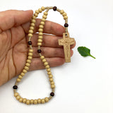 Franziskaner Rosenkranz hell natur hellblraun braun hell Holz Holzrosenkranz Kruzifix modern Korpus schön Geschenk Konfirmation Firmung Erstkommunion Kommunion Junge Bub Mädchen geknüpft einfach simpel Autorosenkranz Auto Rückspiegel