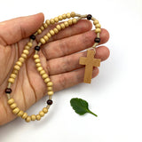 Franziskaner Rosenkranz hell natur hellblraun braun hell Holz Holzrosenkranz Kruzifix modern Korpus schön Geschenk Konfirmation Firmung Erstkommunion Kommunion Junge Bub Mädchen geknüpft einfach simpel Autorosenkranz Auto Rückspiegel