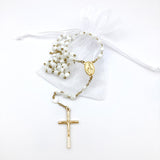 Perlmutt Rosenkranz weiß weiss mit Herz Herzchen Zwischenperlen gold goldfarben Rosenkranzdose Dose für Rosenkranz kommunionsrosenkranz rosenkranzkette echt perlmut kommunionsgeschenk Erstkommunion Etui Aufbewahrung Rosenkranz Metalldose Schmuckdose Schmuckaufbewahrung Taufschmuck religiöses und christliches Motiv Kelch Geschenk Konfirmation Firmung KommunionErstkommunion Taufe Taufgeschenk für Mädchen katholisches Motiv religiöses