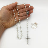 Rosenkranz weißer Rosenkranz Kommunionsrosenkranz Rosenkranzkette echt Perlmuttosenkranz Perlmutt weiß Erstkommunion Geschenk für Mädchen Kommunionsrosenkranz Hochzeit langer Rosenkranzweiße Perlmuttperlen Geschenk Taufe Konfirmation Firmung