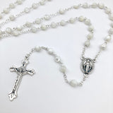 Rosenkranz weißer Rosenkranz Kommunionsrosenkranz Rosenkranzkette echt Perlmuttosenkranz Perlmutt weiß Erstkommunion Geschenk für Mädchen Kommunionsrosenkranz Hochzeit langer Rosenkranzweiße Perlmuttperlen Geschenk Taufe Konfirmation Firmung