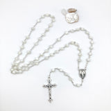 Rosenkranz weißer Rosenkranz Kommunionsrosenkranz Rosenkranzkette echt Perlmuttosenkranz Perlmutt weiß Erstkommunion Geschenk für Mädchen Kommunionsrosenkranz Hochzeit langer Rosenkranzweiße Perlmuttperlen Geschenk Taufe Konfirmation Firmung