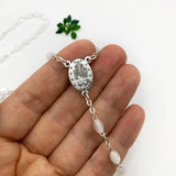 vKommunionsrosenkranz Rosenkranz für Junge Erstkommunion Kommunion weiß weiss zum umhängen perlen oval Rosenkranzkette Geschenk Mädchen Firmung Konfirmation Taufe Hochzeit Hochzeitsrosenkranz Taufgeschenk Kommuniongeschenk Frau Mann klassisch