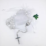 Kommunionsrosenkranz Rosenkranz für Junge Erstkommunion Kommunion weiß weiss zum umhängen perlen oval Rosenkranzkette Geschenk Mädchen Firmung Konfirmation Taufe Hochzeit Hochzeitsrosenkranz Taufgeschenk Kommuniongeschenk Frau Mann klassisch