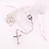 Kommunionsrosenkranz für Mädchen Jungen Bub Buben zur silber silberfarben Erstkommunion Geschenk set etui kelch Rosenkranzdose Dose für Rosenkranz kommunionsrosenkranz rosenkranzkette weiß weiße perlen weiss kommunionsgeschenk Erstkommunion Etui Aufbewahrung Rosenkranz Metalldose Schmuckdose Schmuckaufbewahrung, Taufschmuck weiß gold rund 7cm religiöses und christliches Motiv: Kelch Geschenk Konfirmation Firmung KommunionErstkommunion Taufe Taufgeschenk für Mädchen katholisches Motiv religiöses