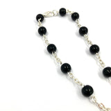 Zehnerrosenkranz, Zehner, schwarzer Kurzer Rosenkranz, Autorosenkranz, Glasperlen, Glasrosenkranz, Glas, schwarz, für Jungen, Buben, Männer, Männerrosenkranz, Trauerrosenkranz, kurz, klein