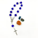 Kurzer Rosenkranz dunkelblau, Rosenkranz mit Glasperlen blau, Blauer Rosenkranz, Kurzer Zehner Rosenkranz blau, Geschenk zur Taufe Junge, Taufrosenkranz Junge, Geschenk zum Führerschein, Konfirmationsgeschenk, Geschenk für Jungen zur Jugendweihe, Firmung, Geschenk für Jungen zur Kommunion Erstkommunion