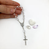 Taufgeschenk Kurzer Rosenkranz weiß Glasperlen weiss Zehner Rosenkranz Geschenk zur Taufe, für Jungen Junge Bub Mädchen Taufrosenkranz
Konfirmationsgeschenk Jugendweihe Firmung Erstkommunion Kommunionsrosenkranz