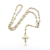 Kommunions-Rosenkranz, Wachsperlen, gold