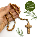 Olivenholz Rosenkranz echte Olivenholzperlen Olivenrosenkranz geknüpft Olivenholzkreuz Kreuz echt Holzrosenkranz Geschenk junge bub mann firmung jugendweihe konfirmation firmung