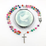 Bunter Rosenkranz Fimo, in Rosenkranzdose