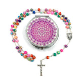 Bunter Rosenkranz Fimo, in Rosenkranzdose