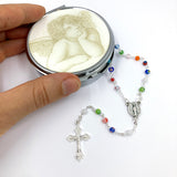 Bunter Rosenkranz Murano, in Rosenkranzdose