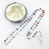 Bunter Rosenkranz Murano, in Rosenkranzdose