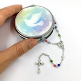 Bunter Rosenkranz Murano, in Rosenkranzdose