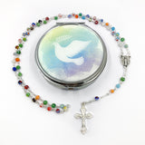 Bunter Rosenkranz Murano, in Rosenkranzdose