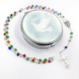 Bunter Rosenkranz Murano, in Rosenkranzdose