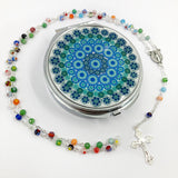 Bunter Rosenkranz Murano, in Rosenkranzdose