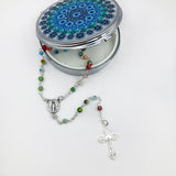 Bunter Rosenkranz Muranoglas-Perlen Glasrosenkranz bunt Kinderrosenkranz Geschenk Mädchen Junge Konfirmation Kommunion Erstkommunion Firmung Taufgeschenk Kommunionsrosenkranz Kelch Erstkommunionsgeschenk Taufrosenkranz Kommunionsrosenkranz Geschenk Jugendweihe Bub