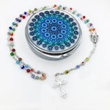 Bunter Rosenkranz Muranoglas-Perlen Glasrosenkranz bunt Kinderrosenkranz Geschenk Mädchen Junge Konfirmation Kommunion Erstkommunion Firmung Taufgeschenk Kommunionsrosenkranz Kelch Erstkommunionsgeschenk Taufrosenkranz Kommunionsrosenkranz Geschenk Jugendweihe Bub