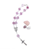 Rosenkranz rosa pink kurz kurzer Geschenk für Mädchen zur Kommunion Erstkommunion Firmung Konfirmation Autorosenkranz Rosenkranz mit Verschluss fürs Auto Glasperlen Taufe