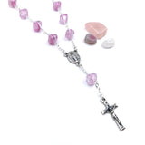 Rosenkranz rosa pink kurz kurzer Geschenk für Mädchen zur Kommunion Erstkommunion Firmung Konfirmation Autorosenkranz Rosenkranz mit Verschluss fürs Auto Glasperlen Taufe