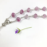 Rosenkranz rosa kurz, kurzer Rosenkranz, Geschenk für Mädchen zur Kommunion, Erstkommunion, Firmung, Konfirmation, Autorosenkranz, Rosenkranz fürs Auto, rosa, pink, Glasperlen