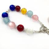 Kurzer Auto-Rosenkranz, Glas, bunt, mehrere Farben, multicolour, multicolor, Bunter Rosenkranz, Kurzer Zehner Rosenkranz, Geschenk zur Taufe, Taufrosenkranz, Konfirmationsgeschenk, Geschenk für Jungen und Mädchen zur Jugendweihe, Firmung, Erstkommunion