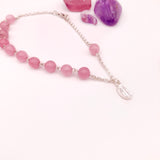 Armband zur Erstkommunion Kommunion Kommunionsgeschenk Geschenk für Mädchen Rosenquarzrosenkranz Edelstein Edelsteinrosenkranz Rosenkranz rosa pink Rosenquarz Silber Geschenk Konfirmation Firmung Mädchen Weihnachtsgeschenk Armband für Frauen echt Rosenkquarz 925 Sterlingsilber echt silber