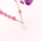 Armband zur Erstkommunion Kommunion Kommunionsgeschenk Geschenk für Mädchen Rosenquarzrosenkranz Edelstein Edelsteinrosenkranz Rosenkranz rosa pink Rosenquarz Silber Geschenk Konfirmation Firmung Mädchen Weihnachtsgeschenk Armband für Frauen echt Rosenkquarz 925 Sterlingsilber echt silber