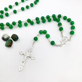 Rosenkranz für Jungen zur Erstkommunion, Kommunion, Konfirmation, Firmung, klassisches Geschenk Firmung, Rosenkranz, Holz, grün, Aventurin, echt Silber, Silberrosenkranz, Edelsteinrosenkranz, aventurin, Rosenkranz zum Umhängen