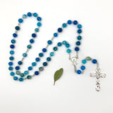 Türkis, blau, Rosenkranz, Taufgeschenk, ERstkommunion, Firmung, Konfirmation,Edelstein, Achat, türkis, Sterlingsilber, echt Silber, Edelsteinrosenkranz