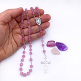 Rosenkranz rosa pink Rosenquarz echt Silber Silberrosenkranz, Firmung Erstkommunion Taufe Taufgeschenk Mädchen Rosenquarzrosenkranz Edelstein Edelsteinrosenkranz Rosenkranz Edelstein Rosenquarz rosa Silber Geschenk Konfirmation Mädchen Sterlingsilber