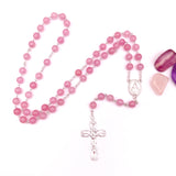 Rosenkranz rosa pink Rosenquarz echt Silber Silberrosenkranz, Firmung Erstkommunion Taufe Taufgeschenk Mädchen Rosenquarzrosenkranz Edelstein Edelsteinrosenkranz Rosenkranz Edelstein Rosenquarz rosa Silber Geschenk Konfirmation Mädchen Sterlingsilber