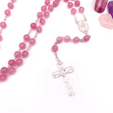 Rosenkranz rosa pink Rosenquarz echt Silber Silberrosenkranz, Firmung Erstkommunion Taufe Taufgeschenk Mädchen Rosenquarzrosenkranz Edelstein Edelsteinrosenkranz Rosenkranz Edelstein Rosenquarz rosa Silber Geschenk Konfirmation Mädchen Sterlingsilber