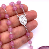 Rosenkranz rosa pink Rosenquarz echt Silber Silberrosenkranz, Firmung Erstkommunion Taufe Taufgeschenk Mädchen Rosenquarzrosenkranz Edelstein Edelsteinrosenkranz Rosenkranz Edelstein Rosenquarz rosa Silber Geschenk Konfirmation Mädchen Sterlingsilber