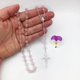 Sterlingsilber echt silber Rosenkranz rosa pink Rosenquarz Perlen Silberrosenkranz Geschenk Mädchen Firmung Erstkommunion Kommunion Konfirmation Taufe Rosenquarzrosenkranz Edelstein Edelsteinrosenkranz Rosenkranz Edelstein,