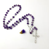 Edelstein Rosenkranz, Amethyst Perlen, echt Silber, lila, violett, Rosenkranz Konfirmation, Mädchen, Firmung, Geschenk zur Konfirmation, Kommunionsgeschenk