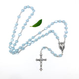 blauer Rosenkranz Junge Geschenk Kommunion Konfirmartion Glasperlen Rosenkranz zur Kommunion hochwertig Kommunionsrosenkranz Konfirmation, Firmung Jungen, Buben, Bub, Mann, Männerrosenkranz Taufschmuck Jugendweihe türkis hellblau