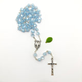blauer Glasrosenkranz, Glasperlen, Rosenkranz zur Kommunion, Kommunionsrosenkranz, Rosenkranz zur Konfirmation, Firmung, Rosenkranz für Jungen, Buben, Bub, Mann, Männerrosenkranz, Taufschmuck, Jugendweihe, türkis, blau, hellblau