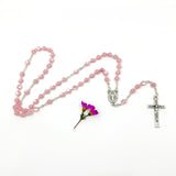 Rosenkranz rosa pink Mädchen Kommunion Geschenk Konfirmation Firmung Glasrosenkranz Glasperlen hochwertig Kommunionsrosenkranz
