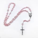Rosenkranz rosa pink Mädchen Kommunion Geschenk Konfirmation Firmung Glasrosenkranz Glasperlen hochwertig Kommunionsrosenkranz