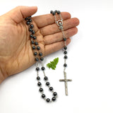 schwarzer Rosenkranz, Blutstein, Edelstein, dunkler Rosenkranz, Trauerrosenkranz, Trauer, Beten, Gebetskette, Rosenkranzkette, Hämatit, Geschenk zur Firmung, Konfirmation