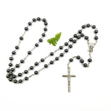 schwarzer Rosenkranz, Blutstein, Edelstein, dunkler Rosenkranz, Trauerrosenkranz, Trauer, Beten, Gebetskette, Rosenkranzkette, Hämatit, Geschenk zur Firmung, Konfirmation