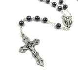 schwarzer Rosenkranz Blutstein Edelstein dunkler Rosenkranz Trauerrosenkranz Trauer Beten Gebetskette Rosenkranzkette Hämatit Geschenk zur Firmung Konfirmation Männerrosenkranz Rosenkranzkette Gebetskette