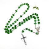 Klassischer Rosenkranz Glas grün grasgrün Glasperlen Geschenk für Jungen Bub Buben Mann zur Konfirmation Firmung Konfirmationsgeschenk Firmungsgeschenk Firmpate Firmpatin Rosenkranzkette Kommunion Kommuniongeschenk Junge