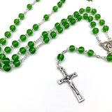 Klassischer Rosenkranz Glas grün grasgrün Glasperlen Geschenk für Jungen Bub Buben Mann zur Konfirmation Firmung Konfirmationsgeschenk Firmungsgeschenk Firmpate Firmpatin Rosenkranzkette Kommunion Kommuniongeschenk Junge