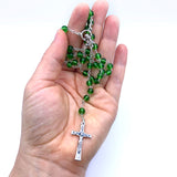 Klassischer Rosenkranz, Glas grün grasgrün Glasperlen Geschenk für Jungen Bub Buben Mann zur Konfirmation Firmung Konfirmationsgeschenk Firmungsgeschenk Firmpate Firmpatin Rosenkranzkette Kommunion Kommuniongeschenk Junge