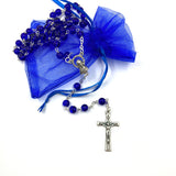 Klassischer Rosenkranz, Glas, blau, royalblau, dunkelblau, Glasperlen, Geschenk für Jungen zur Konfirmation, Firmung, Konfirmationsgeschenk, Firmungsgeschenk, Firmpate, Firmpatin, Taufe, Taufgeschenk