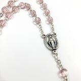 Rosenkranz pink rosa Mädchen Kommunion Konfirmation Erstkommunion Glasrosenkranz mit Schmuckdose Etui Fisch Kommunionsrosenkranz Firmung Kinderrosenkranz Kommunionsgeschenk, Geschenk mit Dose Box